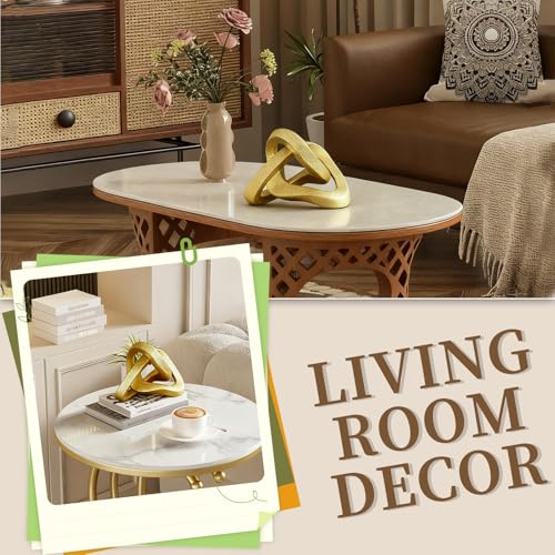 MOYI Gold Knot Statue for Christmas Decor Gold Tabletop Home Decor, Modern Geometric Sculptures Accent Decor for Living Room Bedroom Office Coffee Table Bookshelf Mantle Decorations Gifts