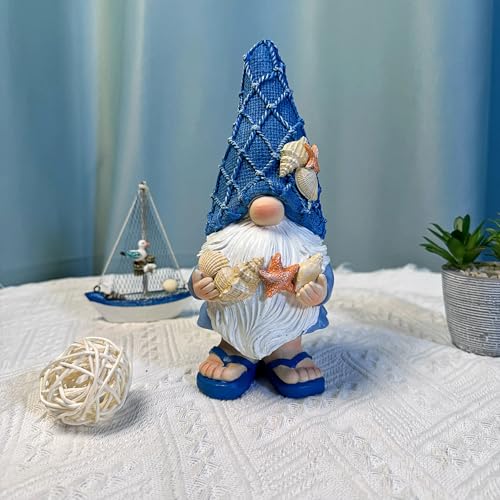 Etlemonde Beach Gnomes Statues,Ocean Gnomes,Nautical Themes Decoration,Beach, Gnome Holding Seashells - color: Holding a Shell
