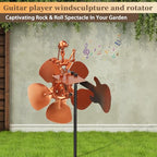 Guitar Windmill, Handmade Metal Guitar Windmill, Metal Rock Band Wind Mill for Yard and Garden, Wind Spinners Outdoor Art Sculpture Outdoor Percussionist Figurine Gift - size: Guitar