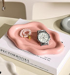 Ceramic Jewelry Dish for Women, Jewelry Tray Trinket Dish Vanity Tray, Cloud Jewelry Plate, Watch Keys Tray Ring Dish Holder for Mother's Day/Christmas/Thanksgiving/BirthdayGift, Spotted Pink - color: Spotted Matte Pink