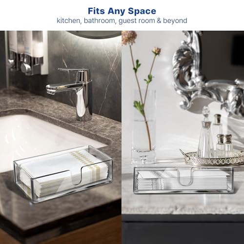 Acrylic Paper Towel Holder for Bathroom or Kitchen – Clear Countertop Dispenser for Trifold, Multifold, C-Fold Napkins, Disposable Hand Towels, Modern Napkin Tray, 9.85 x 4.75 x 2.75 Inch - color: Z - Acrylic Small, size: Guest Towel Holder