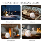 White Ceramic Rose Hollow Candle Holder – Creative Aromatherapy Essential Oil Burner, Wax Melt Diffuser & Tealight Candle Holder for Home Bedroom Decor, Perfect Christmas & Housewarming Gift