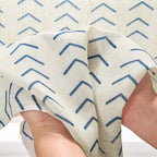 jinchan Boho Linen Blend Kitchen Curtains 24 Inch Length Herringbone Printed Tier Curtains for Small Windows Bathroom Cafe Laundry Room Set of 2 Rod Pocket Blue on Linen - color: Arrow | Blue on Linen, size: 26"W x 24"L (Pack of 2)