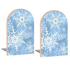 Beautiful Snowflakes Winter Pattern Book Ends Decorative Wood Bookends for Shelves Kids Room Desk Home Office Book Stoppers for Magazines,Books, DVDs, 1 Pair/2 Pieces(5x3.1 in)