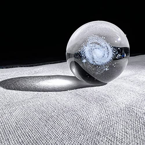 H&D HYALINE & DORA 2.36Inch/60MM Engraved 3D Galaxy Ball Paperweight Crystal Display Globe Full Sphere Glass Paperweight Fengshui with Metal Stand - color: 60mm Galaxy