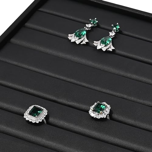 Ring Display Tray Black Jewelry Organizer Tray PU Leather Ring Earrings Display Organizer Tray - style: Ring Tray