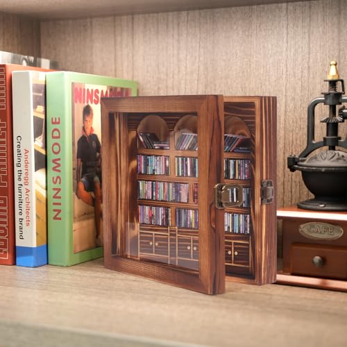Anxiety Bookshelf – Mini Books Display for Stress Relief and Fun Decor, Perfect Decorative Miniature Library for Book Lovers, Ideal for Home Decor, Office Décor, and Thoughtful Gift Giving - Pine Wood - color: Pine Wood