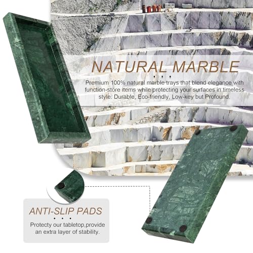 Natural Marble Tray, Stone Tray for Bedroom/Bathroom/Kitchen/Vanity Countertop, Jewelry Tray for Rings Earrings Necklace Bracelet Watch, Room Decor Aesthetic - color: Jade Green, size: 11.8" x 5.1" x 1.2"