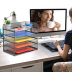 A4/Legal/Letter Size，5 Tier Mesh Letter Tray File Organizer,15.2 x 9.5 x 13.4 inches,Office File Folder Holder,Space Saving,Black - style: 1-Pack