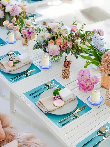 3.8 Inch Blue Glass Pillar Candle Holder Plates Set of 4 Coaster Holder Round Candle Stand for Table Centerpieces, Wedding,Party,and Home Decor - color: Bule