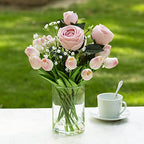Enova Floral Clear Glass Cylinder Vase 5 x 8 Inches, Clear Flower Vases, Pillar Candle Hurricane Floating Candle Holder Vase, Glass Flower Vase for Wedding Centerpieces, Home Office décor (1 Piece) - size: 5W X 8H
