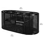 Amazon Basics Mesh Desk Organizer with Pen Holder, Pullout Drawer and Office Caddy Storage, 9.25" x 4.53" x 3.94", Black - style: Desk Organizer