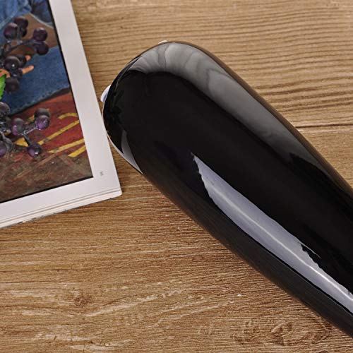 VanEnjoy 9.4" Black High Creative Oblique Opening Design Desktop Ceramic Vase Home Office Decoration Vases - color: Black