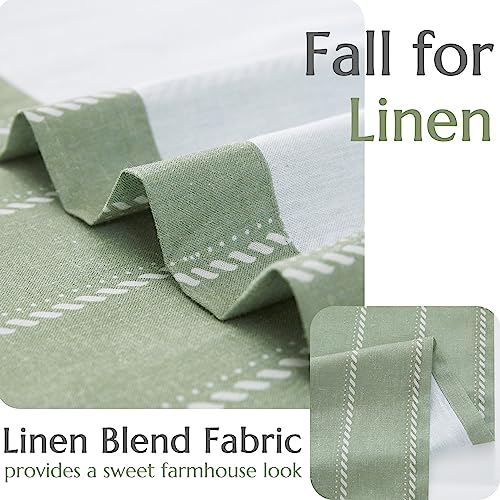 jinchan Nautical Striped Linen Kitchen Curtains 24 Inches Farmhouse Tier Cafe Curtains for Living Room Bathroom Laundry RV Rustic Half Window Light Filtering 2 Panels Green - color: Nautical Striped Green, size: 26"W x 24"L (Pack of 2)
