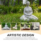 Abstract Meditation Lady Statue, 5.2 inches, White Resin Yoga Figurine, Modern Home Office Desk Decor - color: Rough White