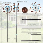 Wind Spinner Outdoor, Wind Sculpture Spinner with Metal Stake, Yard Art Decor for Patio, Lawn & Garden 13 * 57 inches - size: 13‘’Blue Copper