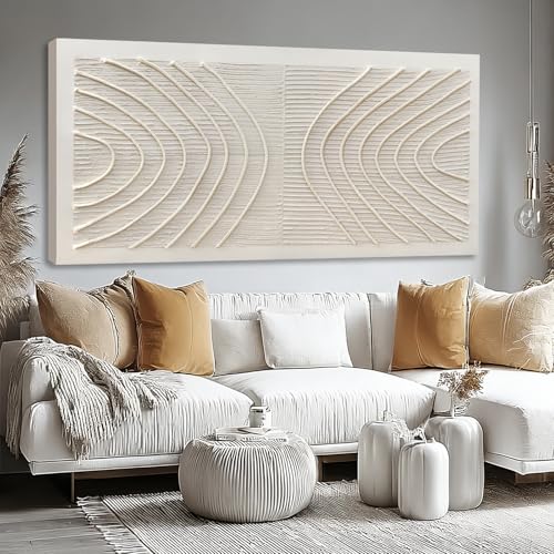 Hue7Art Modern Abstract Grey Canvas Wall Art Featuring Soft Curved Lines, Minimalist Textured Artwork for Living Room Bedroom Office Contemporary Wall Decor 29x58 Inch - color: White, size: 58"L x 29"W