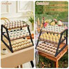 Cupcake Stand, 3 Tier Large Cupcake Stand for 50 Cupcakes Rustic Cupcake Display Stand Square Wood Dessert Table Display Set Cupcake Tower Tiered Tray Stand for Wedding Birthday Graduation Baby Shower - color: Wood