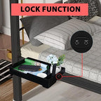 YONGAIJIA YONGJIA Foldable Bedside Shelf, bunk Bed Tray for top bunk, College, Dorm, Bedroom, Kids bunk Bed, Foldable nightstand for Book, iPhone, Kindle, Water Cup (Black)