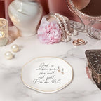 Christian Gifts for Women, Bible Verse Ceramic Jewelry Dish Trinket Ring Tray, Inspirational Floral Gift for Mom Sister Friend Birthday Christmas-God is within Her Psalm 46: 5 (White-46:5) - color: White-46:5