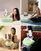 Viozon Tablet Stand Pillow, Compatible with 4.7"-13" Phone/Tablet, iPad, iPhone, Samsung, Google, Kindle, 360°Adjustable Phone Holder for Bed with Soft Plush Fabric, and Detachable Bowl, Green - color: Green