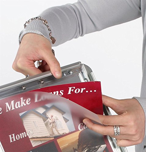 Displays2go Silver Finish Aluminum Sign Frame, 14 x 46-3/4 x 14-Inch, Free-Standing, Snap-Open Frame, With Curved Pole - color: Silver, size: 11" x 17", style: Landscape