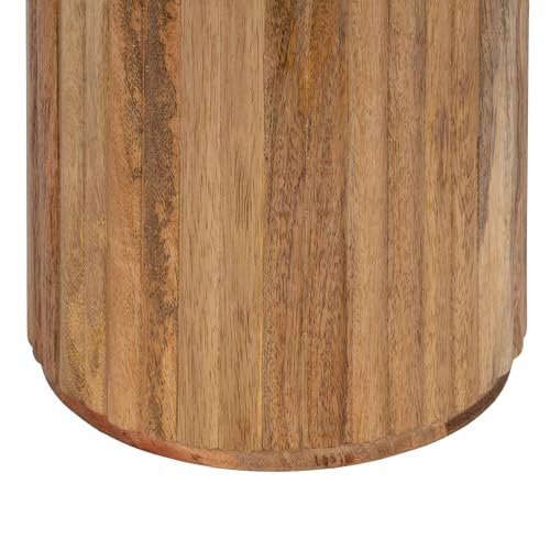 Kate and Laurel Reid Modern Wooden Ribbed Drink Table, 10 x 10 x 22, Natural Wood, Solid Wood Mini Table for Use as Pedestal Plant Stand Indoors or Small Nightstand Option