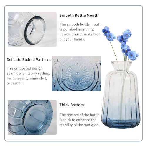 Blue Glass Bud Vases Set of 20,Small Flower Vases for Wedding Centerpieces,Bud Vases in Bulk Glass Vase for Table Decoration,Home Decor - color: Blue-20pcs