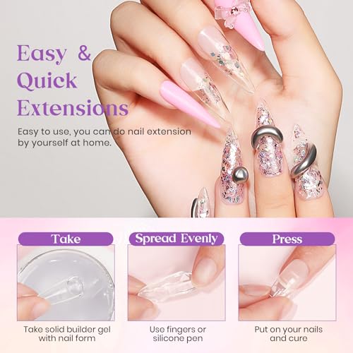 MIZHSE 3D Gel Nail Art Sculpting Gel, Solid Builder Gels for Nails 60g Large Capacity 3D Sculpting Non-Sticky Carving U V/LED Extension Hard Gels with 3D Mold for Nail Art Salon Home DIY - color: 0-0-Translucent Colors