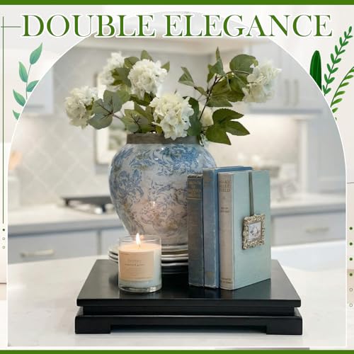 Chunful 2 Pcs Rectangle Wooden Display Stand Wood Vase Display Base Black Pedestal Stand Rectangle Vase Riser for Vases Teapot Trophy Collectibles Aquarium Lamp Home Decoration(10.2 x 8.9 x 1.8 Inch) - size: 10.2 x 8.9 x 1.8 Inch