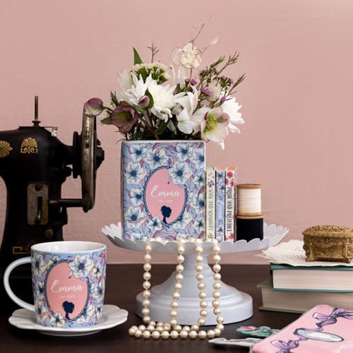 Steel Mill & Co Original Book-Shaped Decorative Vase, Ceramic Vases for Home Decor, Cute Bookshelf Decor, Unique Vase for Book Lovers (Small - Emma)