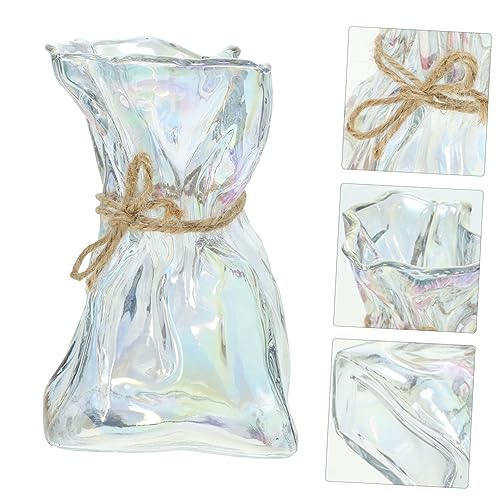 iplusmile Abstract Irregular Shaped Glass Vase Transparent Decorative Flower Container for Home Office Garden Versatile Modern Art Vase with Stable Flat Bottom for Wedding Party and Decor
