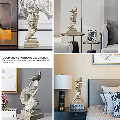 fazhongfa Thinker Statue - Silence is Gold Modern Decor Creative Abstract Art Figurine Resin Sculptures Decoration Room Home Study Office for Men Desktop Ornament (Sandstone) - color: Sandstone