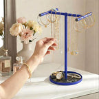 Necklace Holder Organizer, Metal Jewelry Stand to Prevent Bangles, Necklaces, Bracelets, Rings, Earrings and Watch Tangling - color: Blue