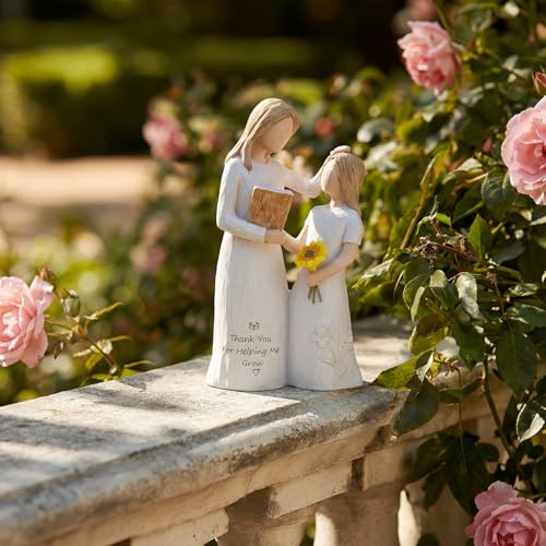 Teacher Gifts for Women, Teacher Appreciation Gifts, Gift for Teachers, Thank You Gifts for Teacher, Solid Resin Sculpture of Teacher and Student Figures, Includes a Greeting Card - 5.71'' - color: White