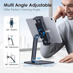 CreaDream Tablet Stand, Heavy Aluminum Tablet Holder for Desk with Adjustable 360° Swivel Bracket, Compatible with iPad Pro/Air/Mini, Galaxy Tab, Surface Pro, Kindle Fire 4.7''-13", Black - size: Short - One Arm