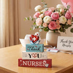Smile Nurses Month Wooden Tabletop Decor Thank You Nurses Desktop Plaque with Heart & Stethoscope Indoor Home & Office Decor - Nurse Appreciation - style: Nurse