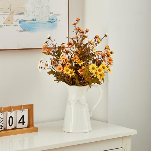 White Ceramic Pitcher Vase, Flower Pitcher,Farmhouse vase for Home Décor, 8.5inch Jug Vase. - color: Slim-bodied Pitcher