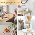6 PCS Gold Tray Serving Platter, 9.8 Inches Round Gold Decorative Trays, Stainless Steel Coffee Table Tray, Vanity Jewelry Makeup Organizer, Countertop Tray for Bathrooms, Cafes, Restaurants