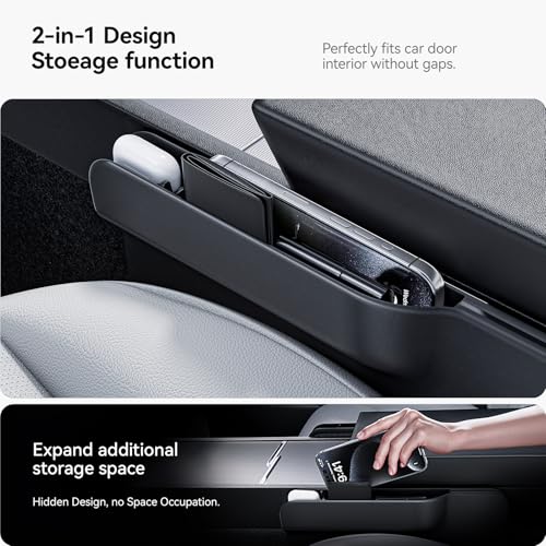YONZEE 2-in-1 Car Steering Wheel Desk Tray & Car Seat Gap Filler Organizer – Foldable Carbon Fiber Look Table for Laptop, Eating Food, Writing – for Standard Round Steering Wheels - color: Black