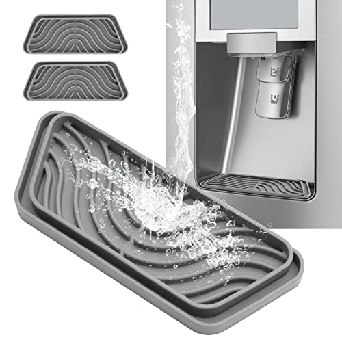 Refrigerator Drip Catcher, Refrigerator Drip Tray For Water Tray,Fridge Water Dispenser Drip Tray Prevents Water Splashes,Non-slip Silicone Dispenser Drip Collector for Ge Samsung -2 PCS Grey - color: Grey, size: 2PCS Rectangular