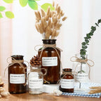 500ml Empty Amber Glass Vase Small Bud Vase Apothecary Jars Decorative Glass Bottles Tabletop with Creative Rope Design for Home Decor Centerpiece Wedding Party Wedding Rustic Home Table Decor