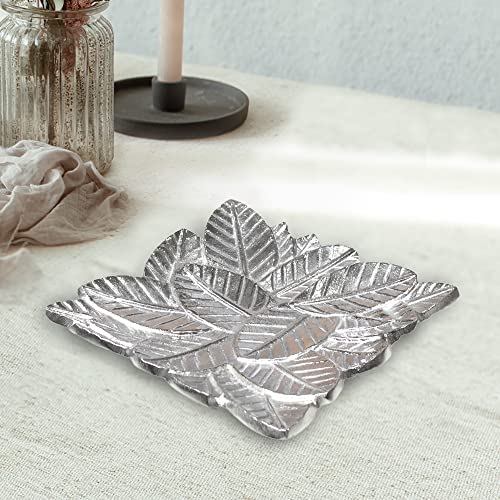 BBH Home's Handmade Silver Novelty Shaped Aluminium Tray 6.88 x 6.88 x 0.78 AMBBVK043AB2020 - color: Silver