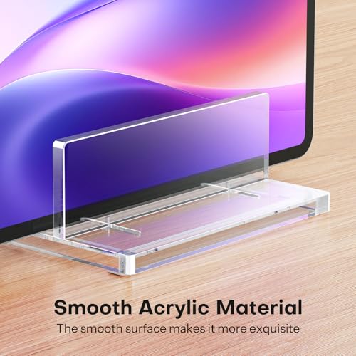 OMOTON Vertical Laptop Stand for Desk, Acrylic Laptop Holder Desktop Clear Adjustable Dock for MacBook Pro Air, HP, All Gaming Laptops up to 17” (Clear, Single Slot) - size: Single-Clear