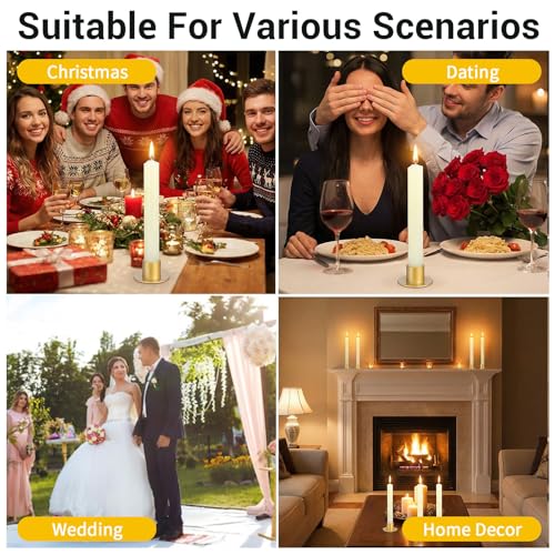 18 Pcs Gold Taper Candle Holders, Metal Candlestick Holders for Pillar Candles, Wedding Anniversary Dinner Party Centerpieces Decor