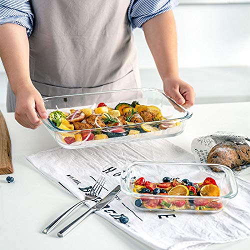 8-Piece Glass Baking Dish Set with Plastic lids,Rectangular Glass Bakeware Set with Lids, Baking Pans for Lasagna, Leftovers, Cooking, Kitchen, Freezer-to-Oven and Dishwasher, Blue - color: Navy blue