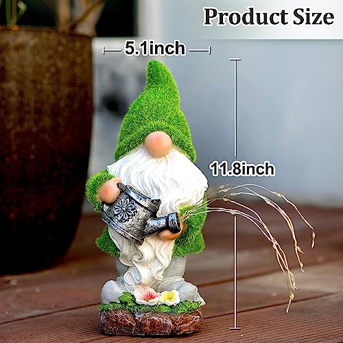 VChymm Flocked Solar Garden Gnomes Outdoor Statues-11.8‘’Outdoor Garden Decor-LED Outdoor Decor Light-Unique Housewarming Gifts Yard Art Sculptures for Patio Lawn Ornaments - color: Kettle Gnome
