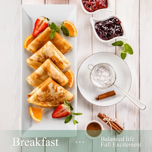 14" Rectangular Platters Set of 4, White Ceramic Platters, Large Serving Plates for Party, Entertaining, Wedding, Rectangle Serving Dishes for Steak, Sushi, Appetizer, Oven Dishwasher Safe - color: 14inch
