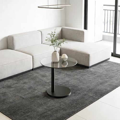 C Shaped Side Table Round End Table for Living Room, Modern Coffee Tables Unique Aesthetics Simple Accent Tables, Multifunction Black Bedside Stand for Sofa Bedroom Couch Balcony Patio Yard Garden