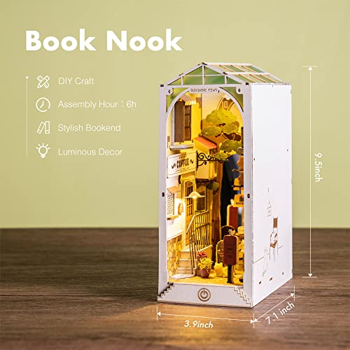 Rolife DIY Book Nook Kit Sunshine Town, DIY Miniature Booknook Kit Creative Decorative Bookend Bookshelf Insert 3D Puzzles for Adults, Halloween/Christmas Decorations/Gifts for Adults (Sunshine Town) - color: Tgb - Sunshine Town